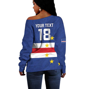 Cape Verde Football Go Champion Custom Off Shoulder Sweater Sporty Style - African Pride