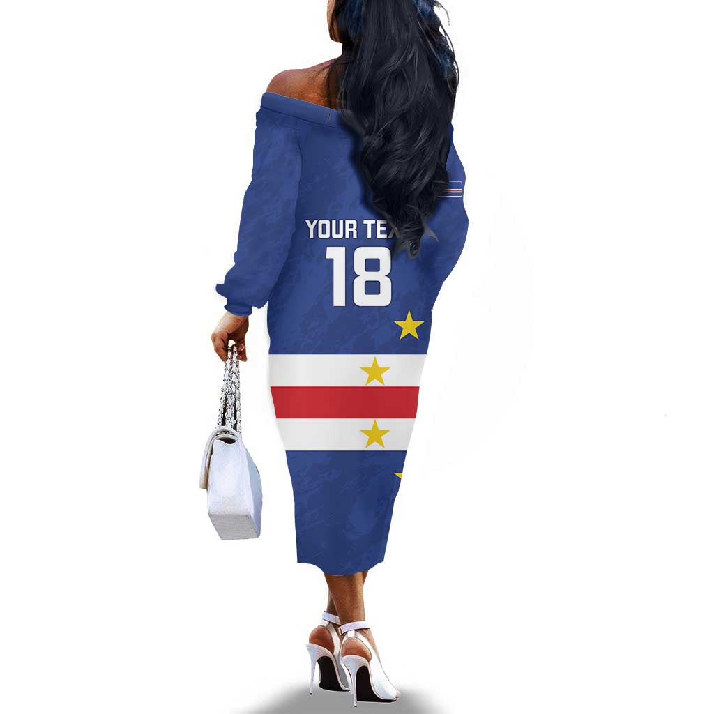 Cape Verde Football Go Champion Custom Off The Shoulder Long Sleeve Dress Sporty Style - African Pride