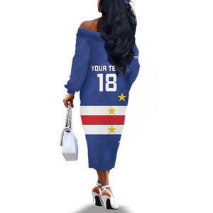 Cape Verde Football Go Champion Custom Off The Shoulder Long Sleeve Dress Sporty Style - African Pride