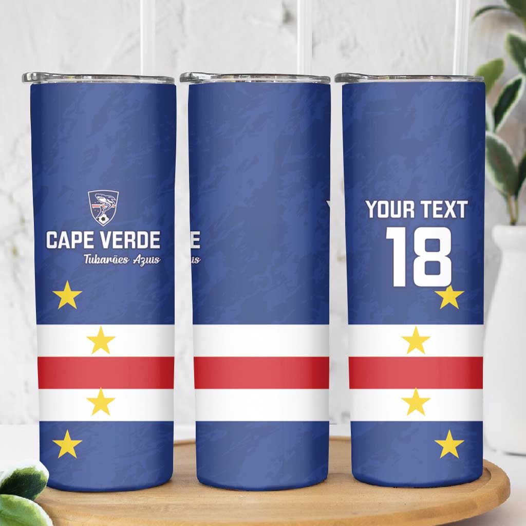Cape Verde Football Go Champion Custom Skinny Tumbler Sporty Style - African Pride