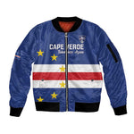 Cape Verde Football Go Champion Custom Sleeve Zip Bomber Jacket Sporty Style - African Pride