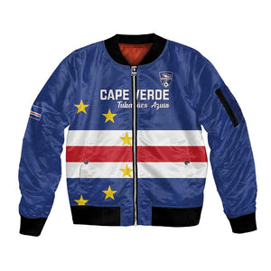 Cape Verde Football Go Champion Custom Sleeve Zip Bomber Jacket Sporty Style - African Pride