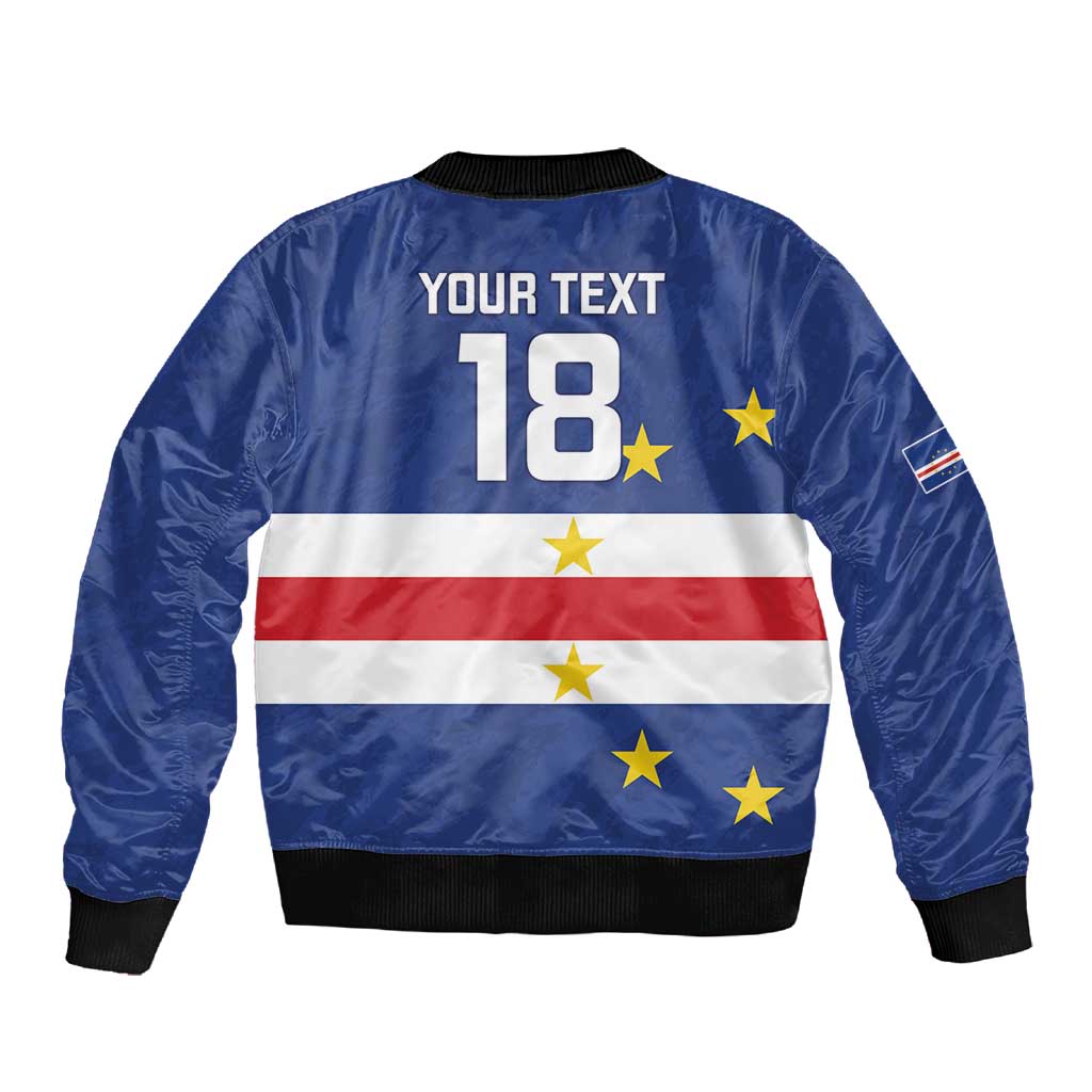 Cape Verde Football Go Champion Custom Sleeve Zip Bomber Jacket Sporty Style - African Pride