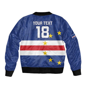 Cape Verde Football Go Champion Custom Sleeve Zip Bomber Jacket Sporty Style - African Pride