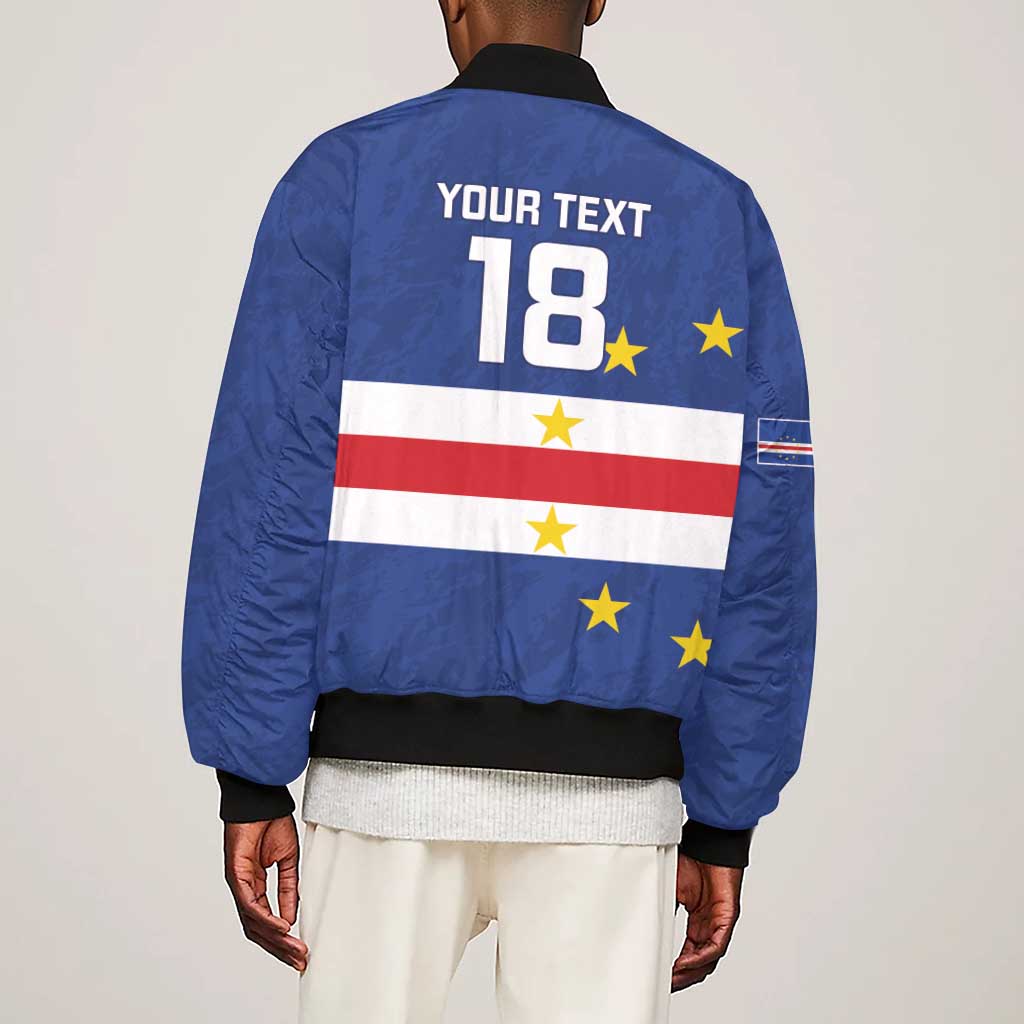 Cape Verde Football Go Champion Custom Sleeve Zip Bomber Jacket Sporty Style - African Pride