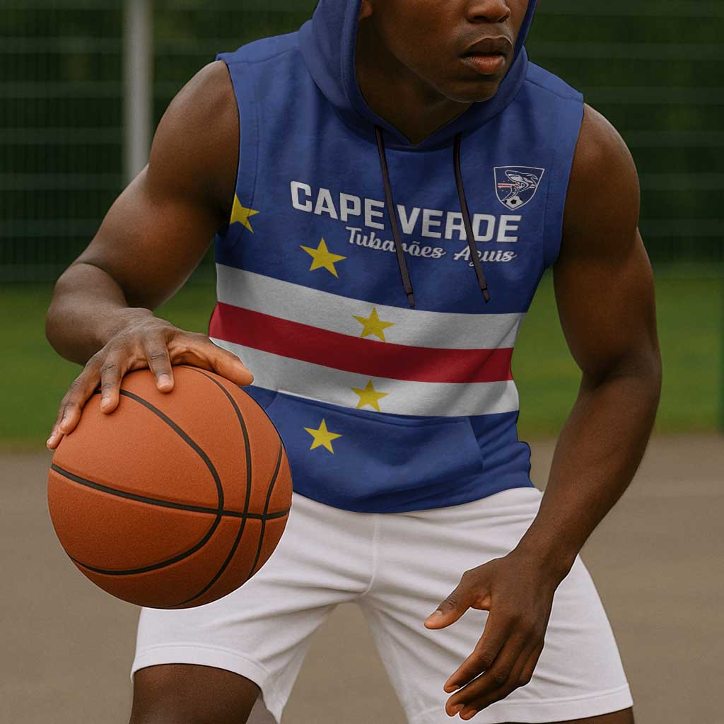 Cape Verde Football Go Champion Custom Sleeveless Hoodie Sporty Style - African Pride