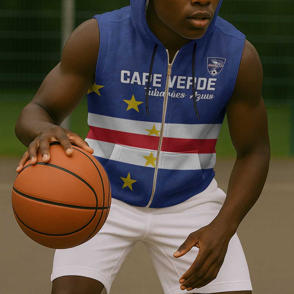 Cape Verde Football Go Champion Custom Sleeveless Zip Hoodie Sporty Style - African Pride