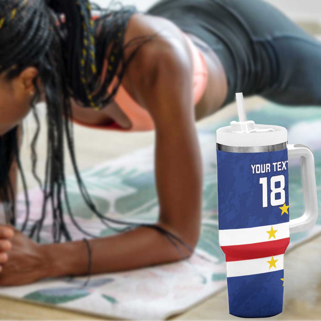 Cape Verde Football Go Champion Custom Tumbler With Handle Sporty Style - African Pride