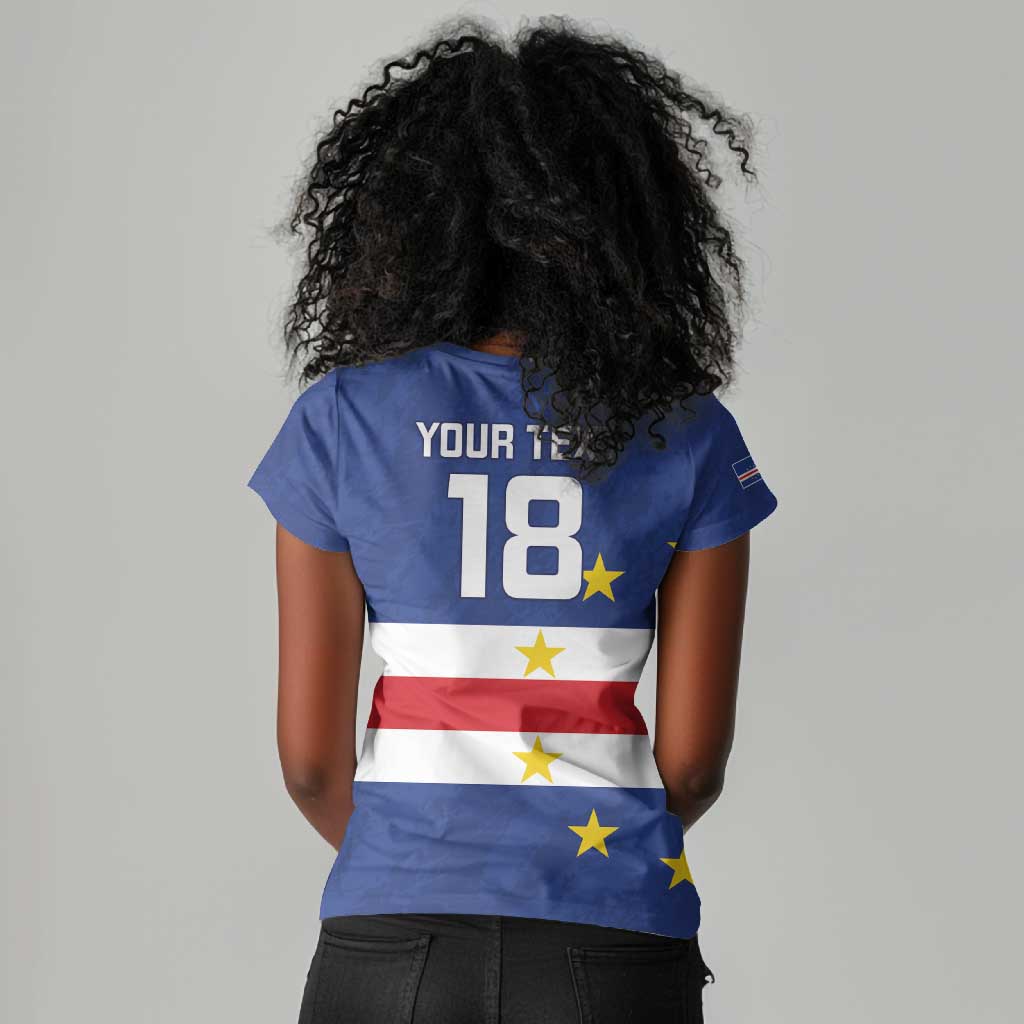 Cape Verde Football Go Champion Custom Women V-Neck T-Shirt Sporty Style - African Pride