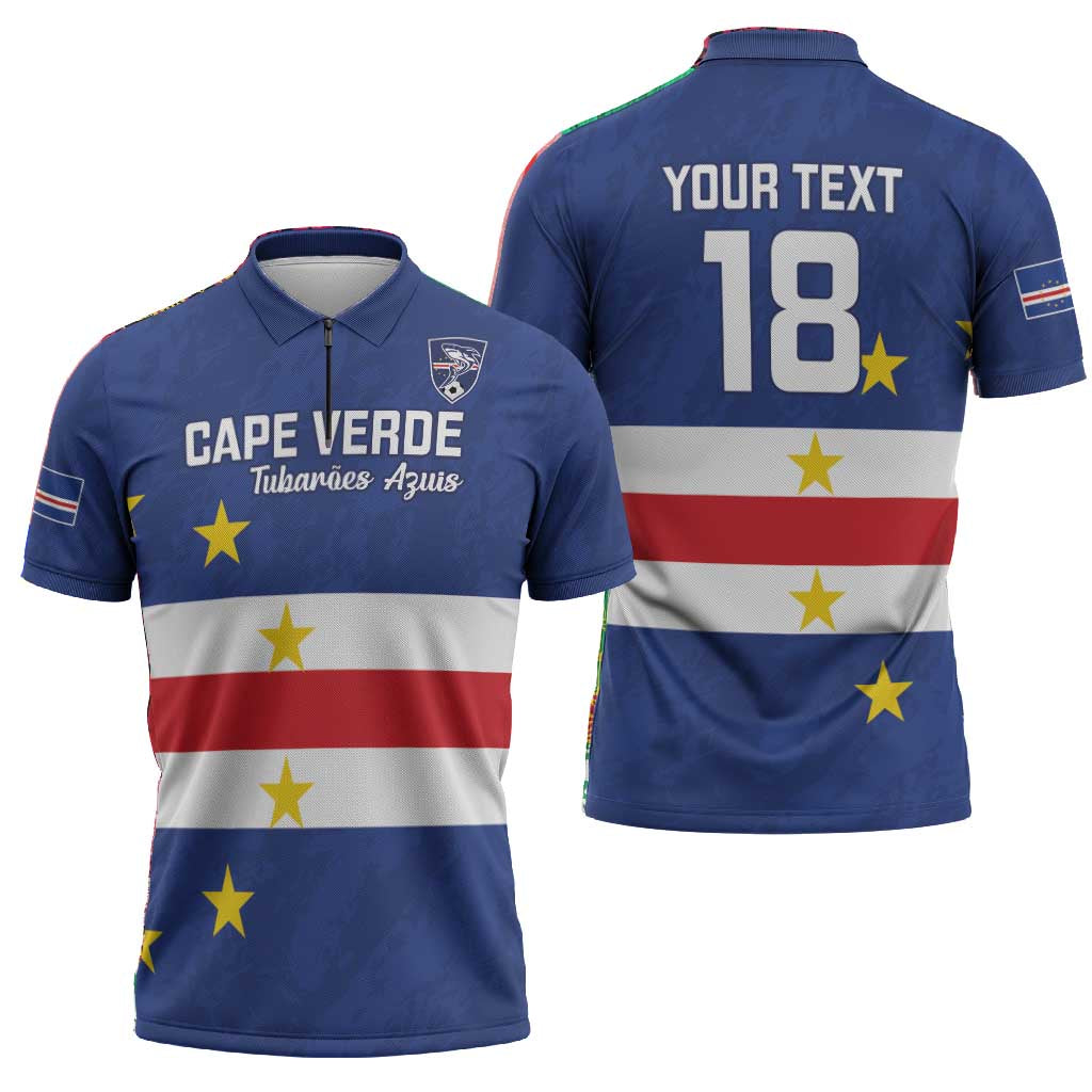 Cape Verde Football Go Champion Custom Zipper Polo Shirt Sporty Style