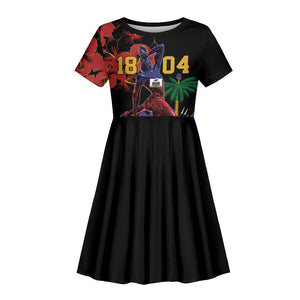 Afro-Haitians Negre Marron Kid Short Sleeve Dress Libete Egalite Fratenite LT18