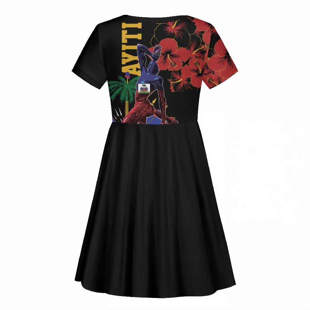 Afro-Haitians Negre Marron Kid Short Sleeve Dress Libete Egalite Fratenite LT18