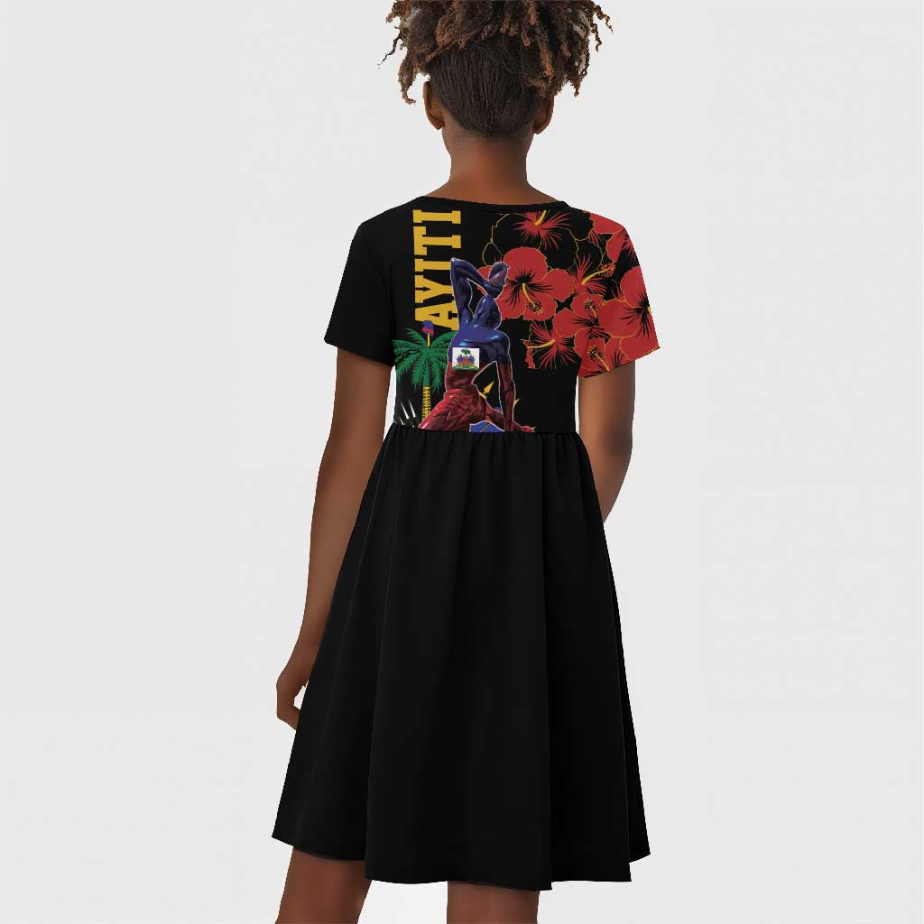 Afro-Haitians Negre Marron Kid Short Sleeve Dress Libete Egalite Fratenite LT18