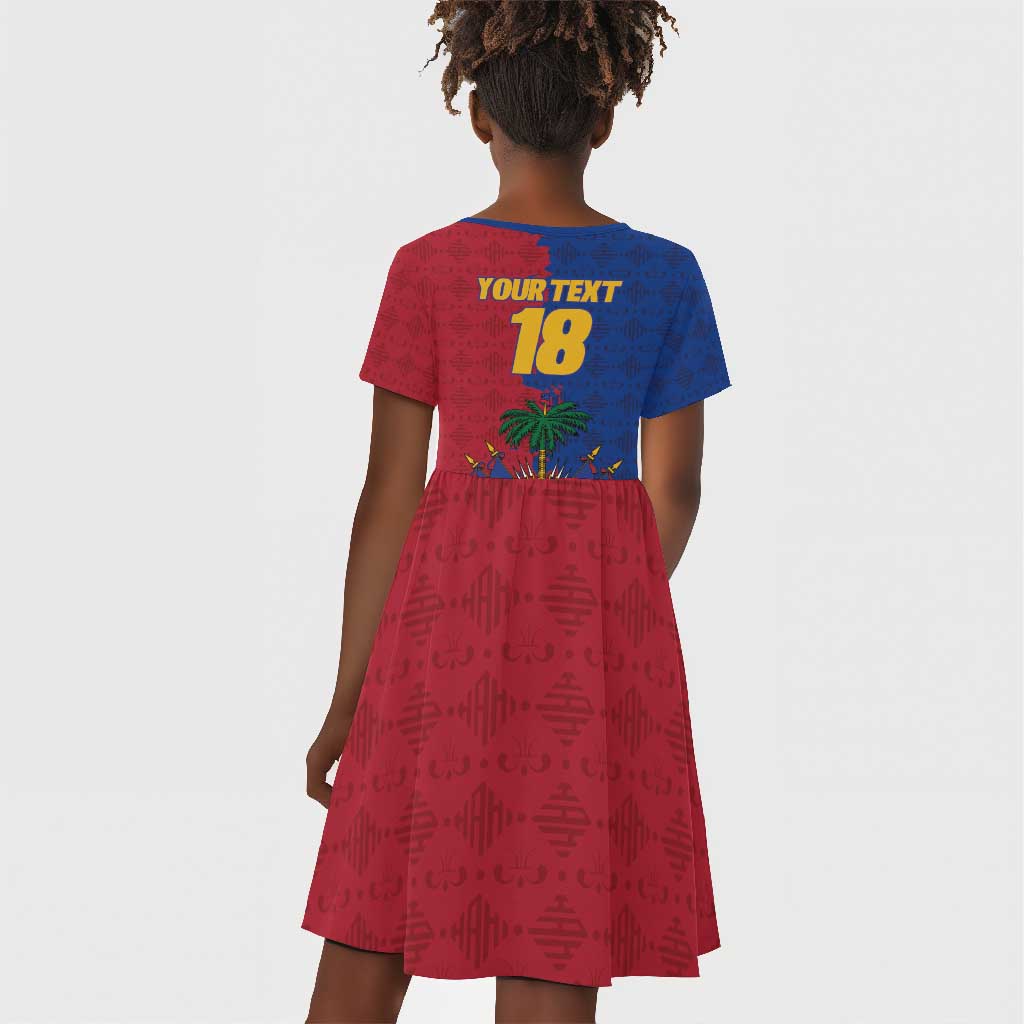 Custom Afro-Haitians Football Kid Short Sleeve Dress Les Grenadiers 2026 World Football - African Pride
