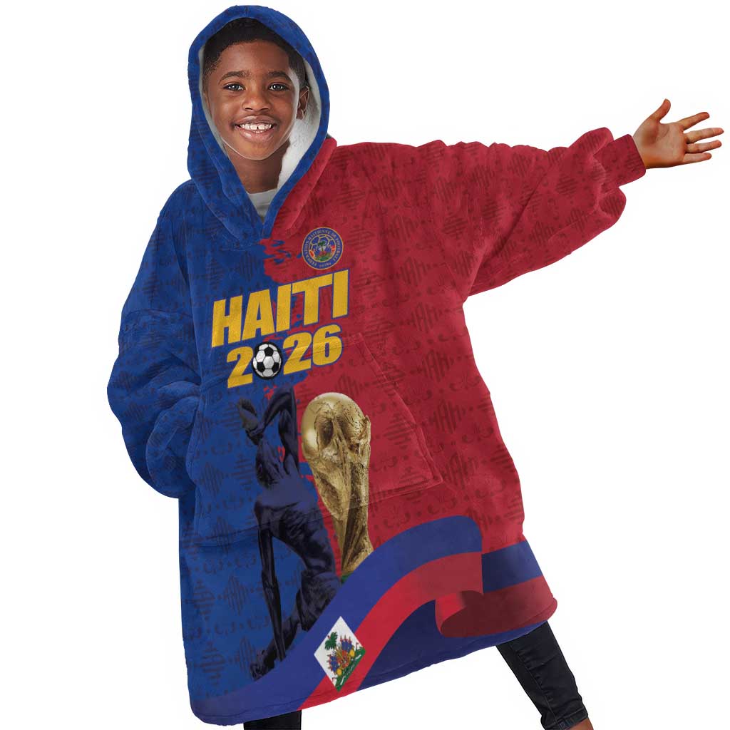 Custom Afro-Haitians Football Kid Wearable Blanket Hoodie Les Grenadiers 2026 World Football - African Pride