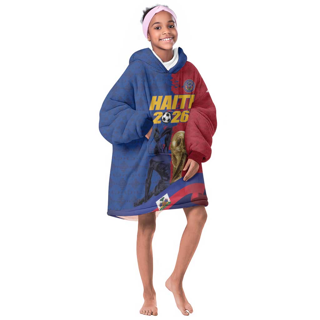 Custom Afro-Haitians Football Kid Wearable Blanket Hoodie Les Grenadiers 2026 World Football - African Pride