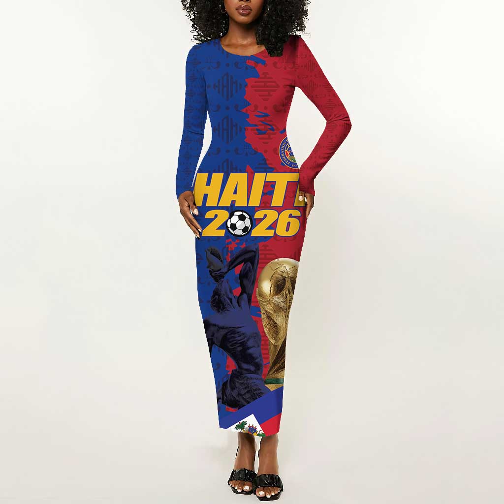 Custom Afro-Haitians Football Long Sleeve Bodycon Dress Les Grenadiers 2026 World Football - African Pride