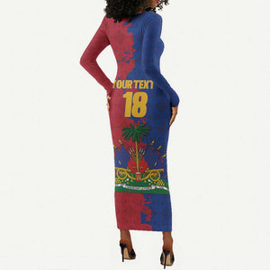 Custom Afro-Haitians Football Long Sleeve Bodycon Dress Les Grenadiers 2026 World Football - African Pride