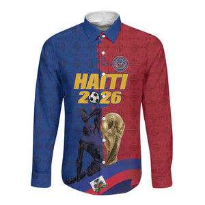 Custom Afro-Haitians Football Long Sleeve Button Shirt Les Grenadiers 2026 World Football - African Pride