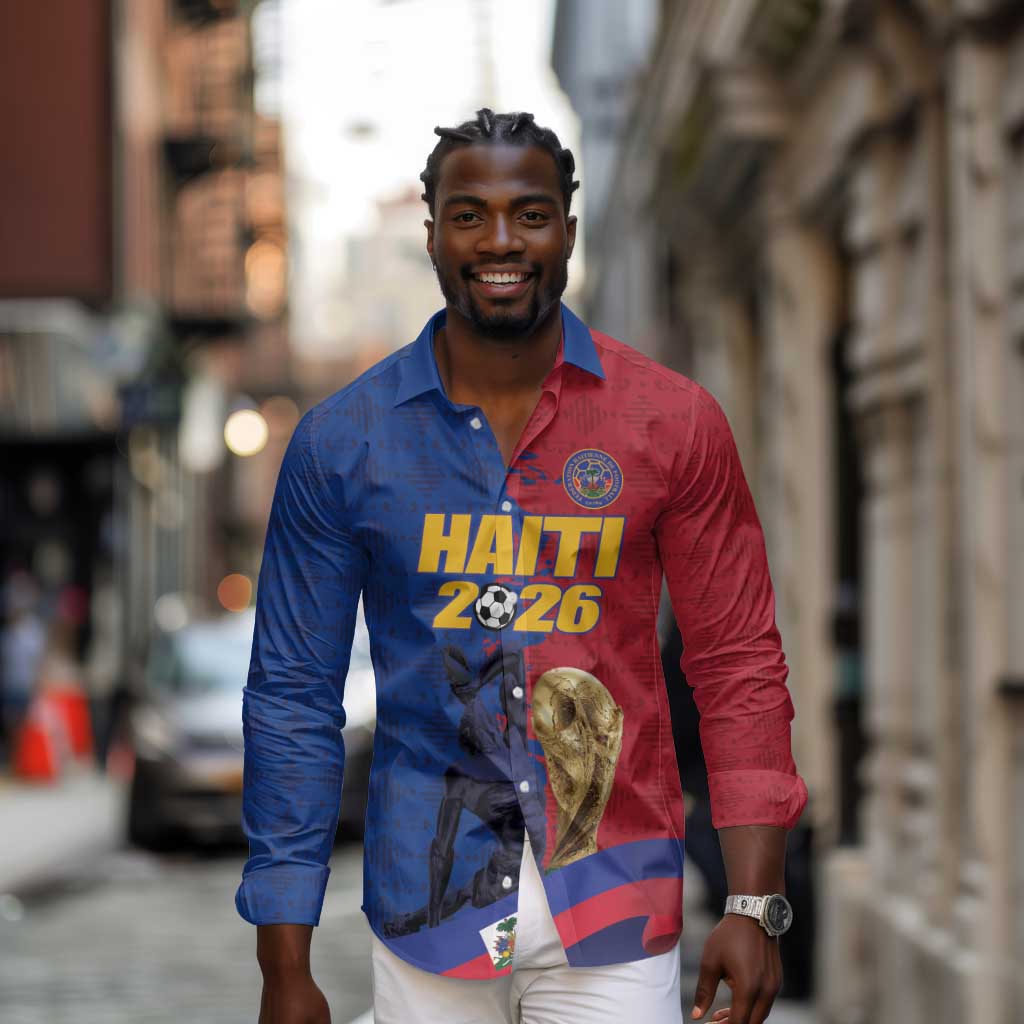 Custom Afro-Haitians Football Long Sleeve Button Shirt Les Grenadiers 2026 World Football - African Pride