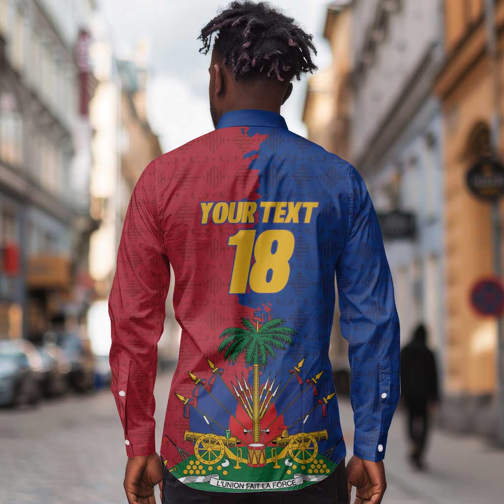 Custom Afro-Haitians Football Long Sleeve Button Shirt Les Grenadiers 2026 World Football - African Pride