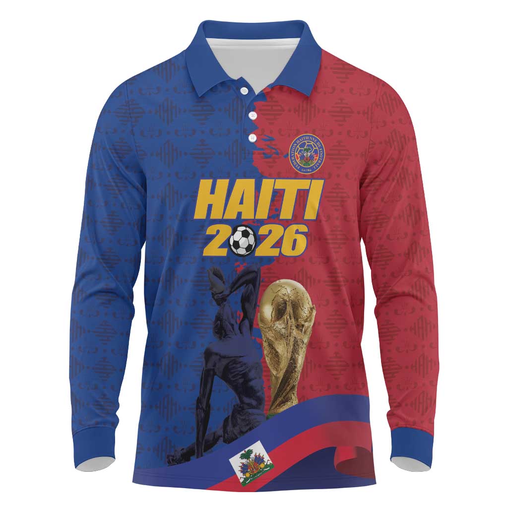 Custom Afro-Haitians Football Long Sleeve Polo Shirt Les Grenadiers 2026 World Football - African Pride