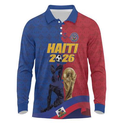 Custom Afro-Haitians Football Long Sleeve Polo Shirt Les Grenadiers 2026 World Football - African Pride
