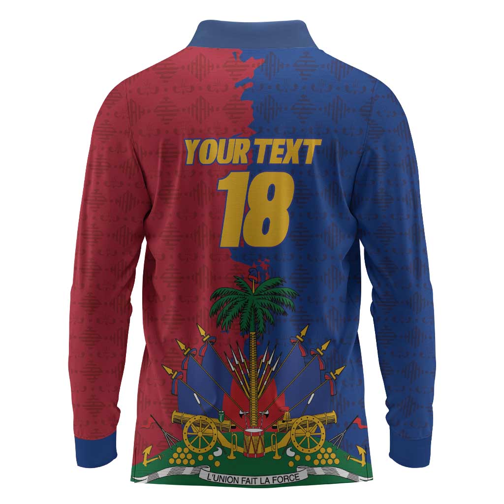 Custom Afro-Haitians Football Long Sleeve Polo Shirt Les Grenadiers 2026 World Football - African Pride