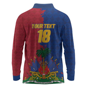 Custom Afro-Haitians Football Long Sleeve Polo Shirt Les Grenadiers 2026 World Football - African Pride
