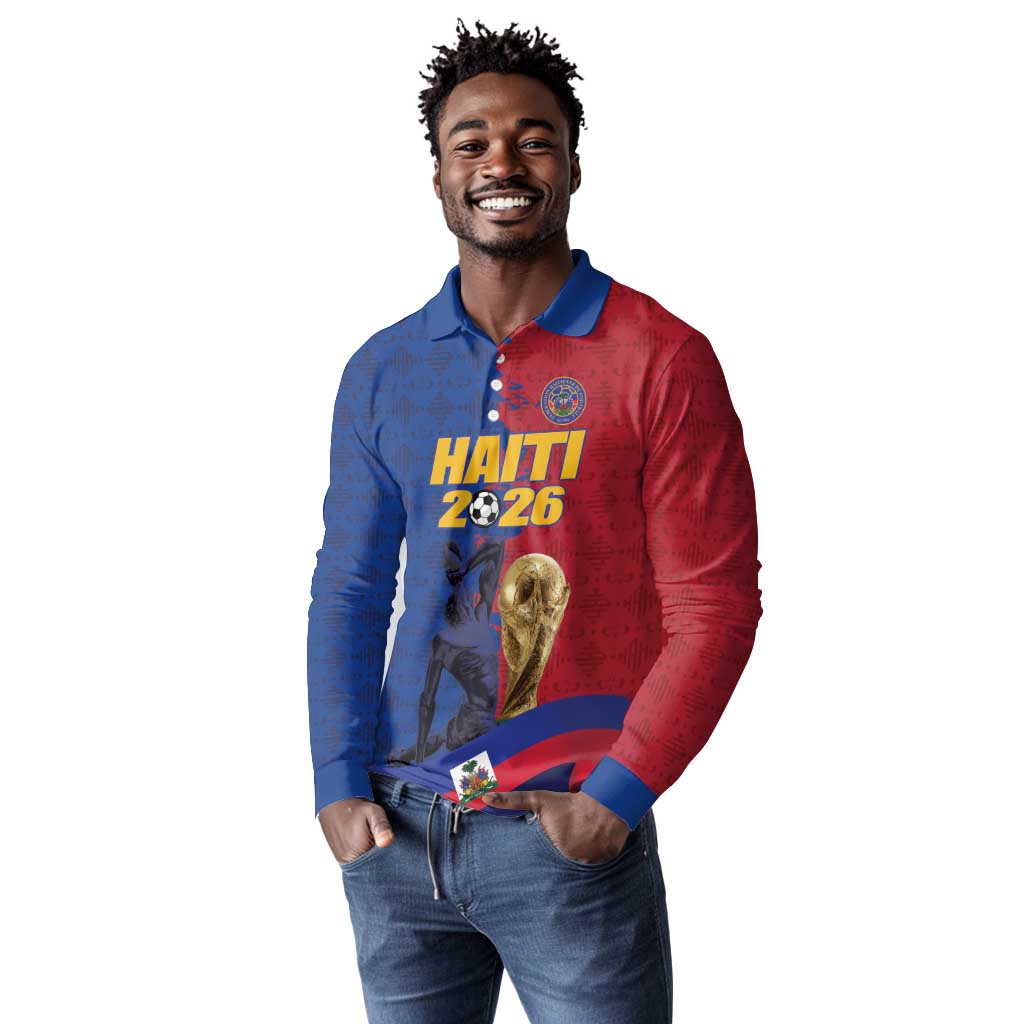 Custom Afro-Haitians Football Long Sleeve Polo Shirt Les Grenadiers 2026 World Football - African Pride