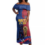 Custom Afro-Haitians Football Off Shoulder Maxi Dress Les Grenadiers 2026 World Football - African Pride