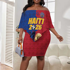 Custom Afro-Haitians Football Off Shoulder Short Dress Les Grenadiers 2026 World Football - African Pride