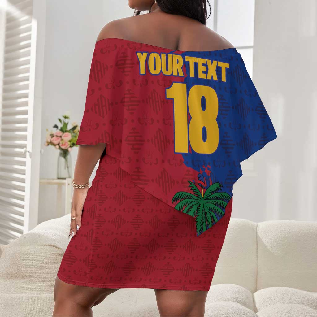Custom Afro-Haitians Football Off Shoulder Short Dress Les Grenadiers 2026 World Football - African Pride