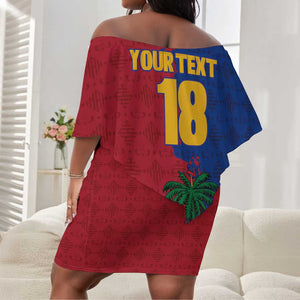 Custom Afro-Haitians Football Off Shoulder Short Dress Les Grenadiers 2026 World Football - African Pride
