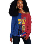 Custom Afro-Haitians Football Off Shoulder Sweater Les Grenadiers 2026 World Football - African Pride