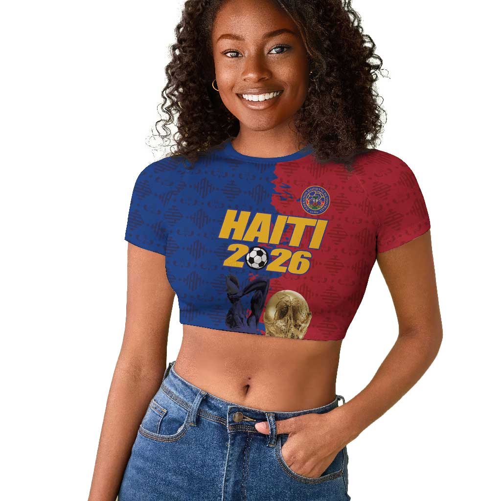 Custom Afro-Haitians Football Raglan Cropped T shirt Les Grenadiers 2026 World Football - African Pride