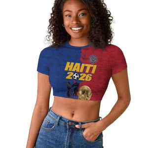 Custom Afro-Haitians Football Raglan Cropped T shirt Les Grenadiers 2026 World Football - African Pride