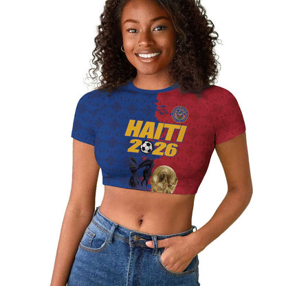 Custom Afro-Haitians Football Raglan Cropped T shirt Les Grenadiers 2026 World Football - African Pride