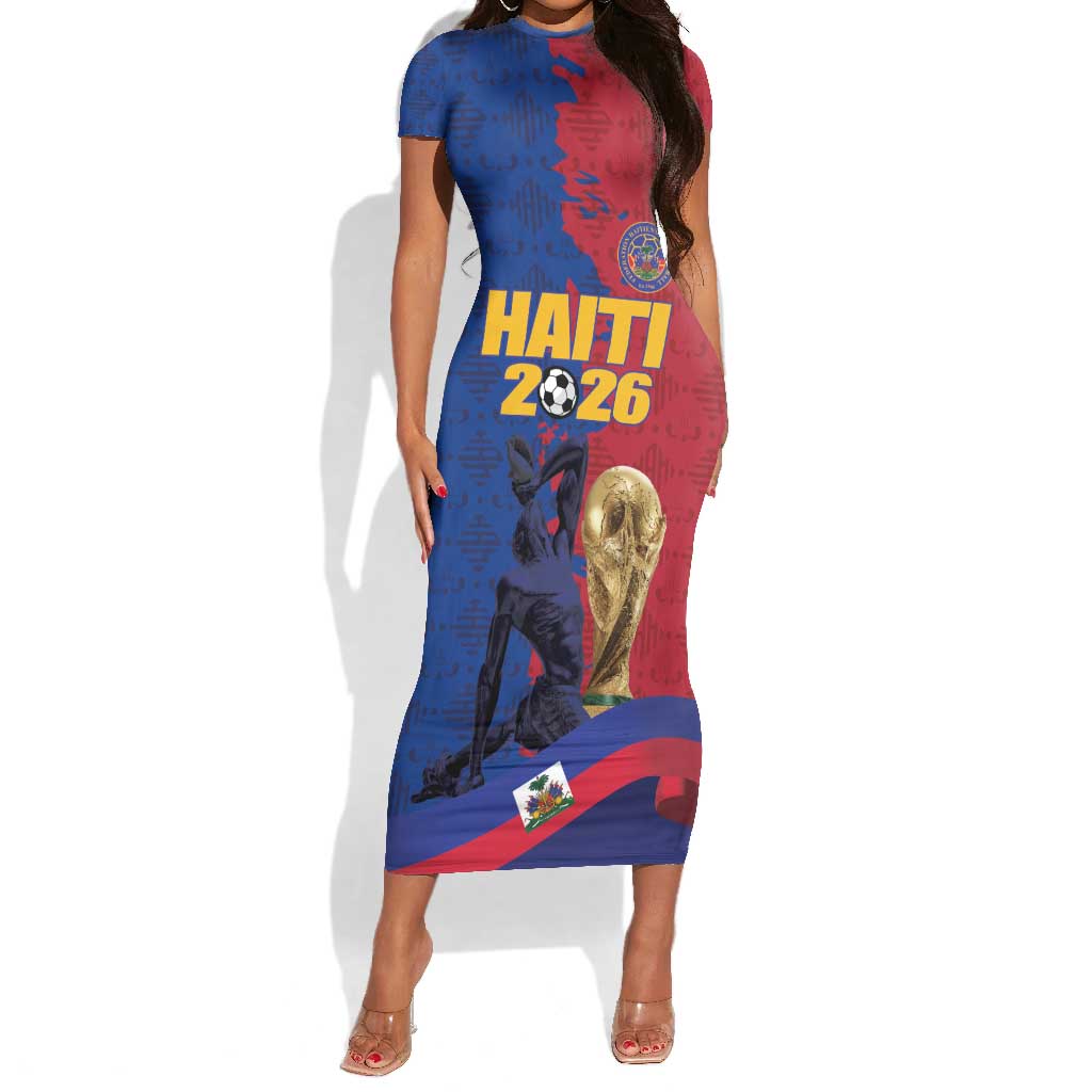 Custom Afro-Haitians Football Short Sleeve Bodycon Dress Les Grenadiers 2026 World Football - African Pride