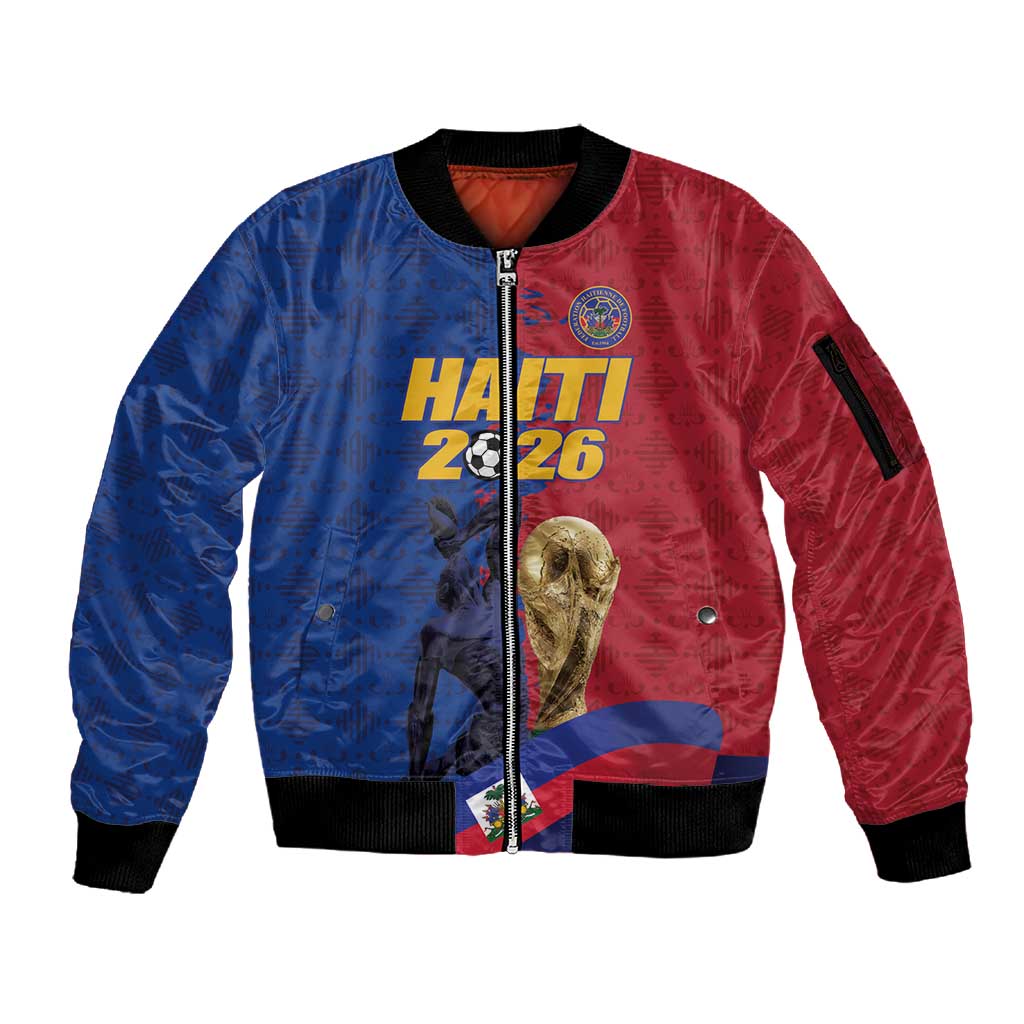 Custom Afro-Haitians Football Sleeve Zip Bomber Jacket Les Grenadiers 2026 World Football - African Pride
