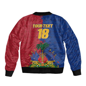 Custom Afro-Haitians Football Sleeve Zip Bomber Jacket Les Grenadiers 2026 World Football - African Pride