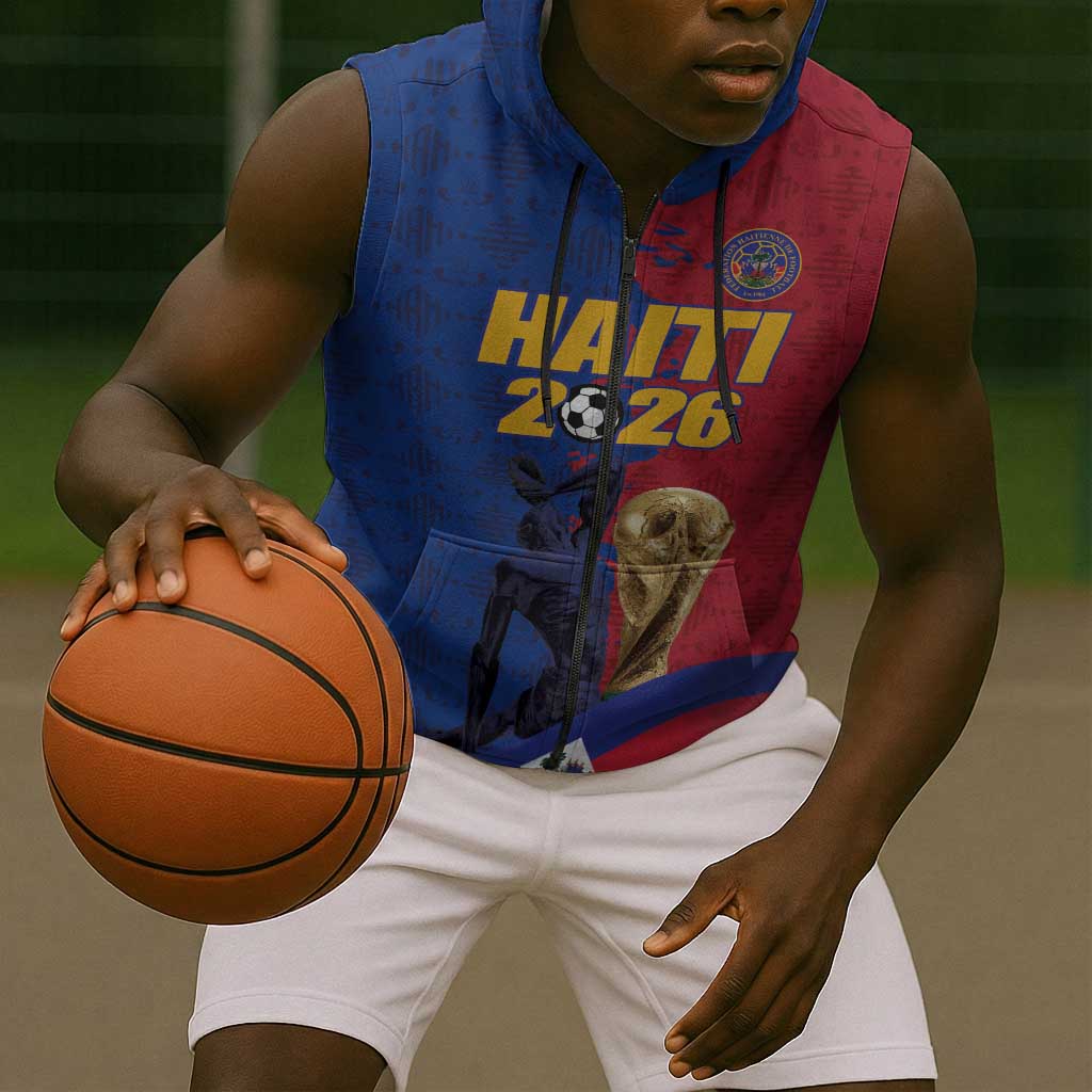 Custom Afro-Haitians Football Sleeveless Zip Hoodie Les Grenadiers 2026 World Football - African Pride