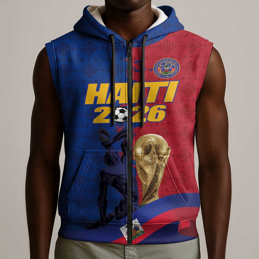 Custom Afro-Haitians Football Sleeveless Zip Hoodie Les Grenadiers 2026 World Football - African Pride