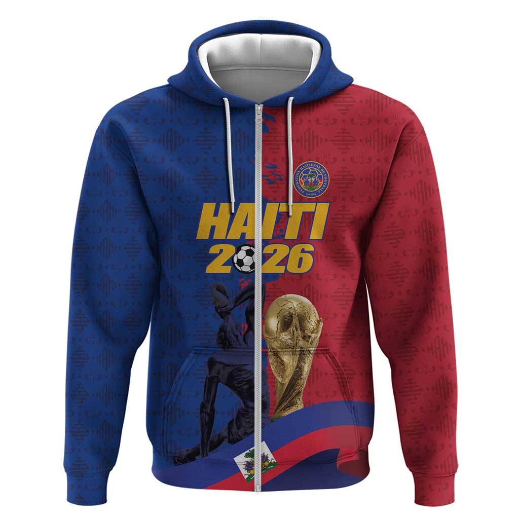 Custom Afro-Haitians Football Zip Hoodie Les Grenadiers 2026 World Football - African Pride