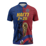 Custom Afro-Haitians Football Zipper Polo Shirt Les Grenadiers 2026 World Football - African Pride