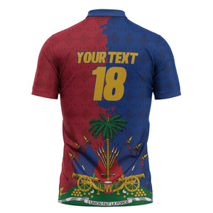 Custom Afro-Haitians Football Zipper Polo Shirt Les Grenadiers 2026 World Football - African Pride