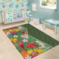 Afro Tropical Flowers Area Rug Green Version