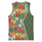 Afro Tropical Flowers Basketball Jersey Green Version - African Pride