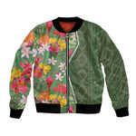 Afro Tropical Flowers Bomber Jacket Green Version