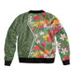 Afro Tropical Flowers Bomber Jacket Green Version
